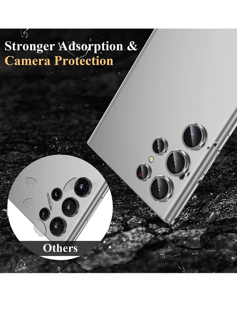 ELTRAZONE Samsung Galaxy S23 Ultra Camera Lens Protector, Glitter Bling Tempered Glass Camera Screen Protector Individual Metal Ring Lens Cover - Image 2