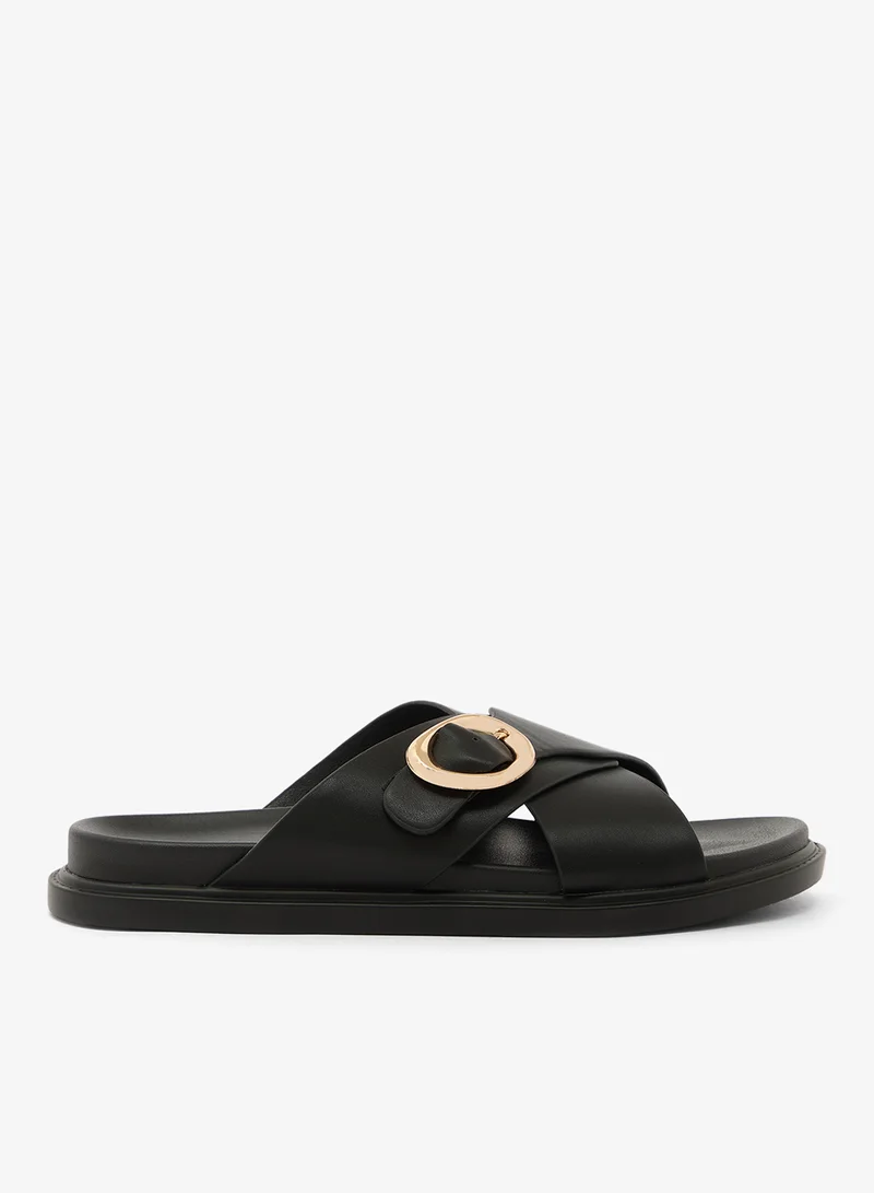 London Rebel Raya Buckle Detail Flat Sandals