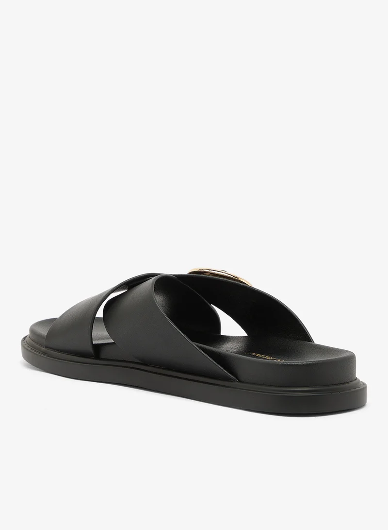 London Rebel Raya Buckle Detail Flat Sandals