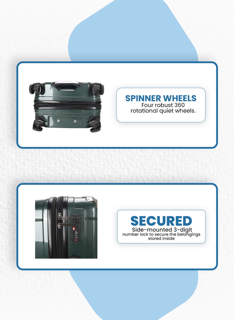 ستارجولد طقم حقائب سفر بعجلات من 3 قطع TPC عجلات جانبية صلبة مع قفل TSA - Image 4