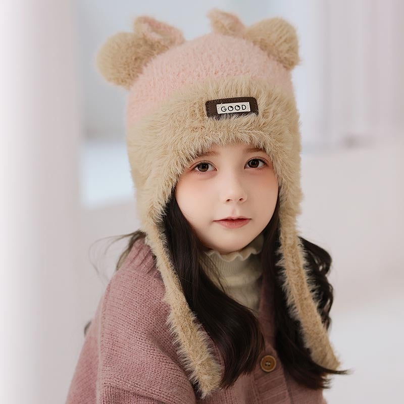 Children'S Lei Feng Hat Women'S Winter Cute Face-Showing Small Fleece-Lined Thickened Wool Knitted Baby'S Ear-Protecting Warm Hat - Image 3