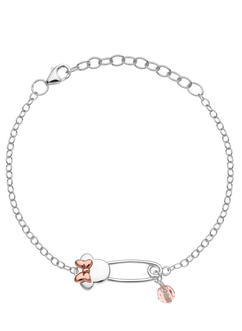 Disney Official Minnie Mouse Safety Pin Bracelet in 18K Sterling Silver - Image 1