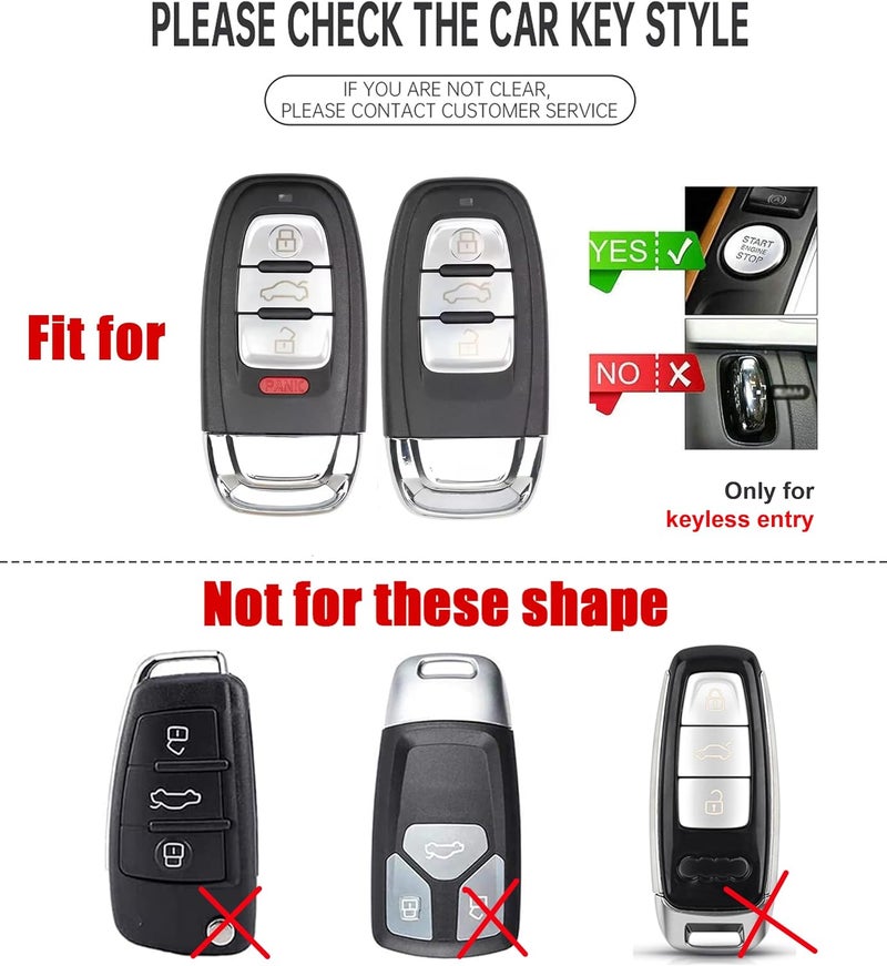 ontto Metal Leather Car Key Fob Cover for Audi Models - Key Holder Case with Keychain - Image 2