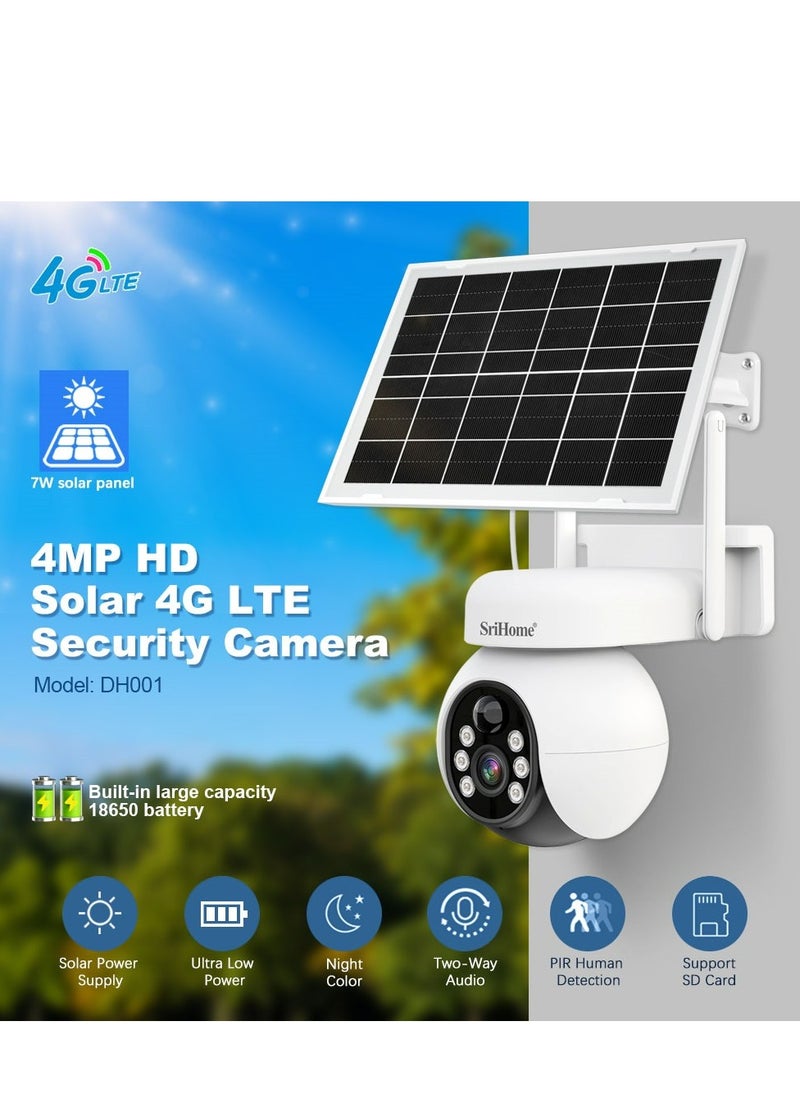 SriHome - 7w Solar Wireless Security 4G Camera with Battery, 360° Pan & Tilt Surveillance,PIR Humanoid Detection,Pan Tilt Control,Waterproof and Two Way Audio Surveillance Camera with Night Color View - Image 1