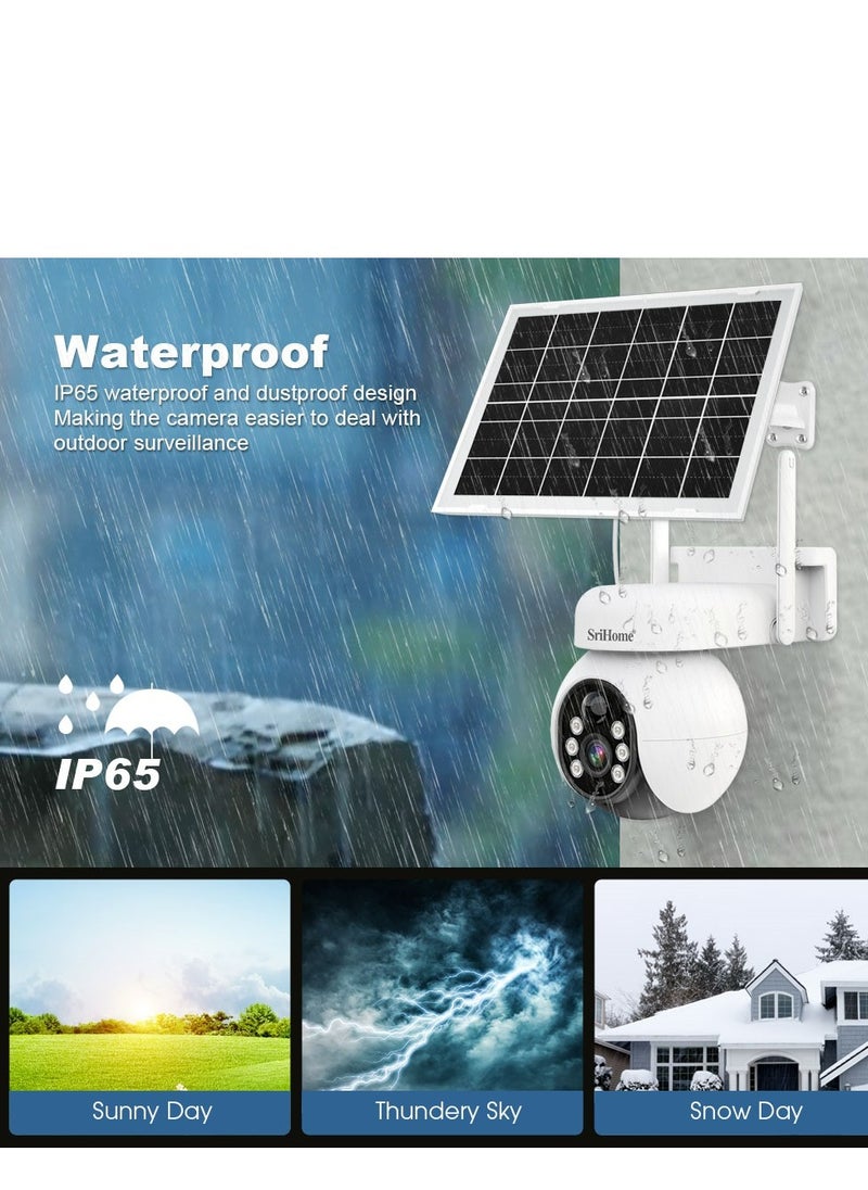 SriHome - 7w Solar Wireless Security 4G Camera with Battery, 360° Pan & Tilt Surveillance,PIR Humanoid Detection,Pan Tilt Control,Waterproof and Two Way Audio Surveillance Camera with Night Color View - Image 1