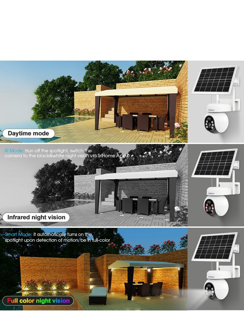 SriHome - 7w Solar Wireless Security 4G Camera with Battery, 360° Pan & Tilt Surveillance,PIR Humanoid Detection,Pan Tilt Control,Waterproof and Two Way Audio Surveillance Camera with Night Color View - Image 1