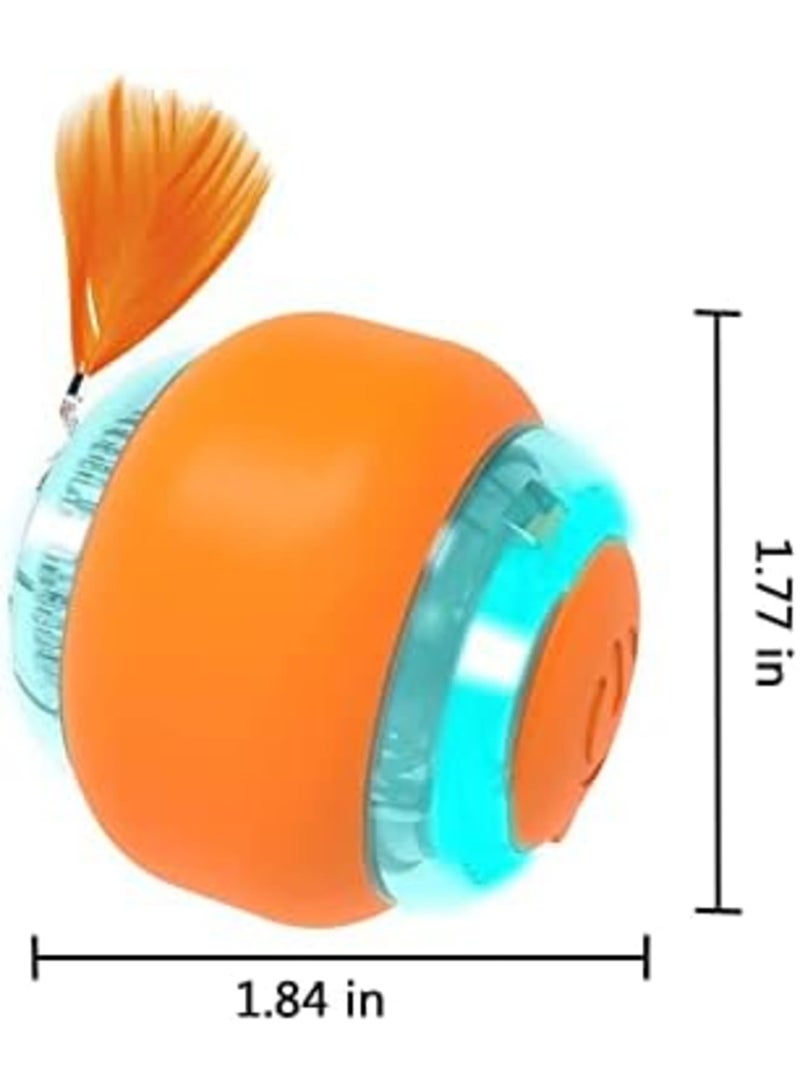 SYOSI Interactive Cat Toys Ball, Intelligent Indoor Automatic Moving Cat Toy Ball, USB Rechargeable Pet Toy with Light, Smart Electric Cat Toy for Exercise Entertainment, Fun Present for Kitten (Orange) - Image 5