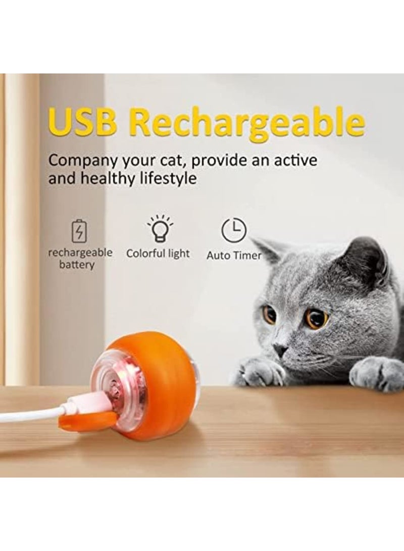 SYOSI Interactive Cat Toys Ball, Intelligent Indoor Automatic Moving Cat Toy Ball, USB Rechargeable Pet Toy with Light, Smart Electric Cat Toy for Exercise Entertainment, Fun Present for Kitten (Orange) - Image 4