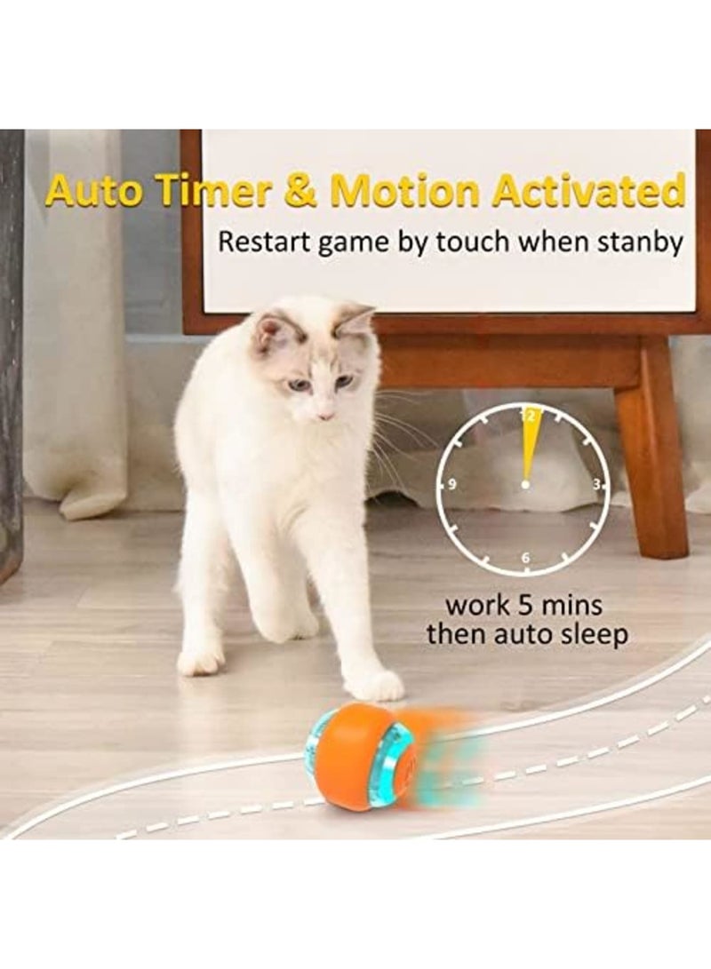 SYOSI Interactive Cat Toys Ball, Intelligent Indoor Automatic Moving Cat Toy Ball, USB Rechargeable Pet Toy with Light, Smart Electric Cat Toy for Exercise Entertainment, Fun Present for Kitten (Orange) - Image 3