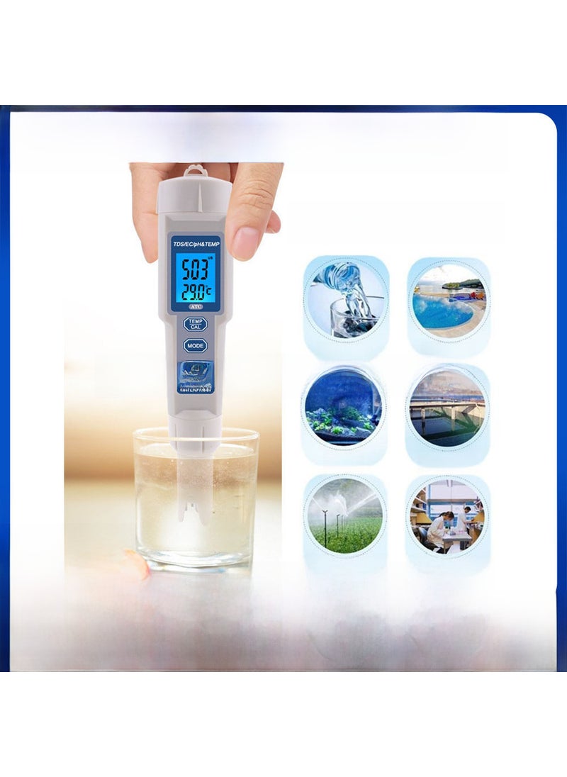 Generic 4-in-1 Portable pH/TDS/EC/TEMP Water Quality Tester 