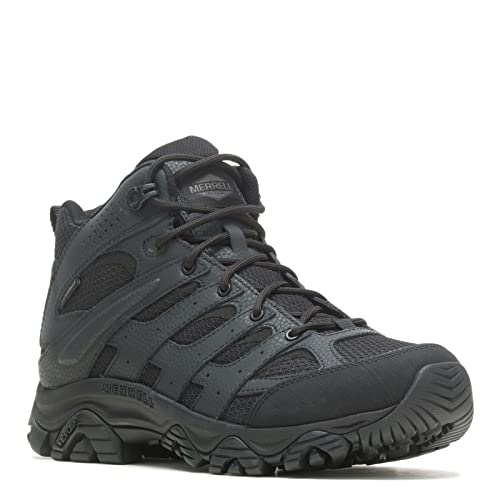 Merrell Men's Moab 3 Mid Waterproof Tactical Boots, Comfortable Leather Outdoor Hiking Work Shoes, Black, 10.5 - Image 1
