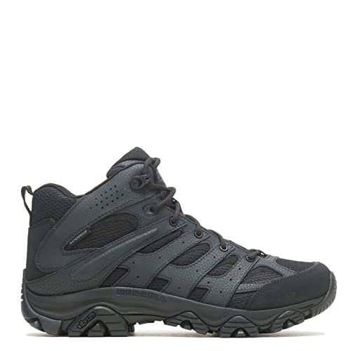Merrell Men's Moab 3 Mid Waterproof Tactical Boots, Comfortable Leather Outdoor Hiking Work Shoes, Black, 10.5 - Image 2