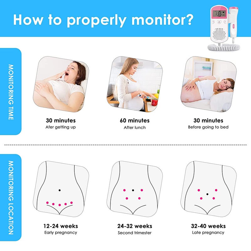 Heartbeat Monitor Fetal Doppler Fetal Monitor Baby Heartbeat Monitor Pregnancy for New-1 Moms-59 - Image 5