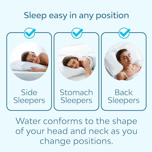 Mediflow Water Pillow with Memory Foam — Adjustable Waterbase; One-Piece Foam; Clinically Shown to Reduce Neck Pain; Deep, Uninterrupted Sleep; Side/Back/Stomach Sleepers, Standard/Queen (Single Pack) - Image 4