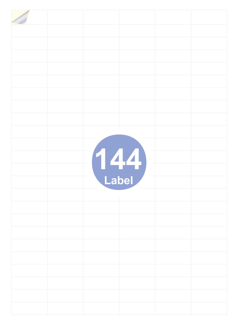 برينت اكس ورق استيكر A4 – مقاس الليبل (35 × 12.37 مم) – 144 ليبل في كل ورقة – عبوة تحتوي على 100 ورقة - Image 2