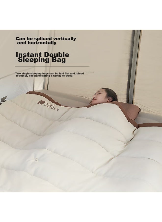 Mobigarden Sleeping Bag, Outdoor Camping Single-person Brushed Cotton Warm Envelope Sleeping Bag, New Moon 1.4 Nx21562011, Ivory White - Image 5