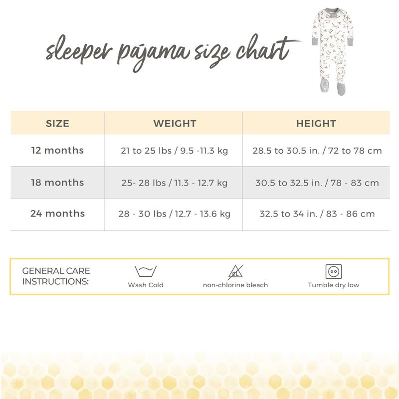 Burt's Bees Baby baby boys Pajamas, Zip-front Non-slip Footed Pjs, Organic Cotton and Toddler Sleepers, A Bee C/Stripe 2-pk, 24 Months US - Image 3