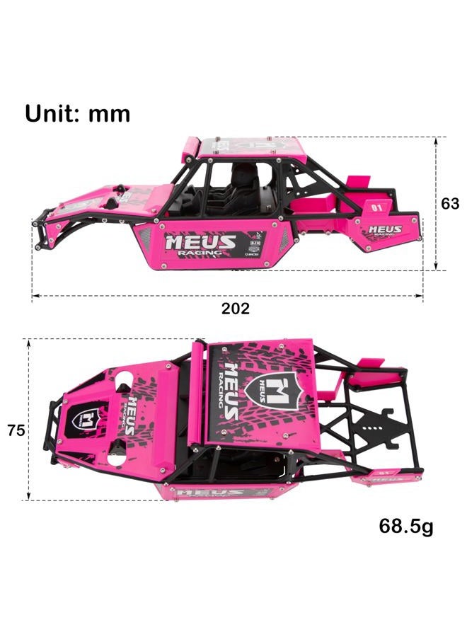 MEUS RACING هيكل مانتيس 24 مع قفص رول لسيارة أكسيال 1/24 SCX24 RC كراولر (وردي) - Image 2