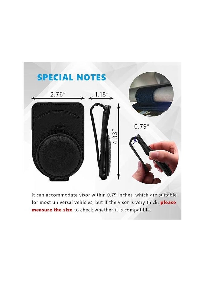 MIRFA Magnetic Leather Sunglasses Holder for Car Visor (Black)  - Image 3