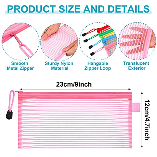 Leelosp 80 Pcs Mesh Zipper Pouch Bulk Mesh Cosmetics Bag Pencil Storage Pouch Toiletry Makeup Bags Employee Appreciation Gift for Office Travel OrganizationSolid Color9 x 47 Inch - Image 3