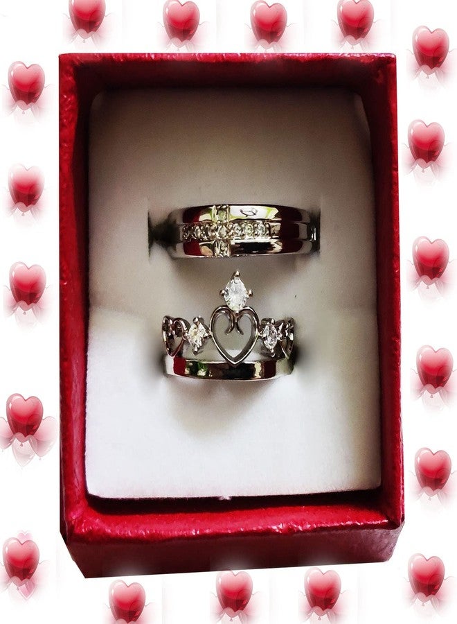 آرت بوكس طقم خواتم حب قابلة للتعديل من ARTBOX للبالغين | طقم خواتم معدنية من قطعتين | مقاس مفتوح مناسب للخطوبة والذكرى السنوية - Image 4