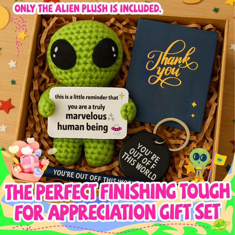 MAMAGIFTREE Galentines Day Positive Appreciation Gifts for Women Men Friends - Valentine's Emotional Positive Support Funny Gag Crochet Alien Plush Pickle Birthday for Her Him Stuffers Offcie Decoration - Image 2