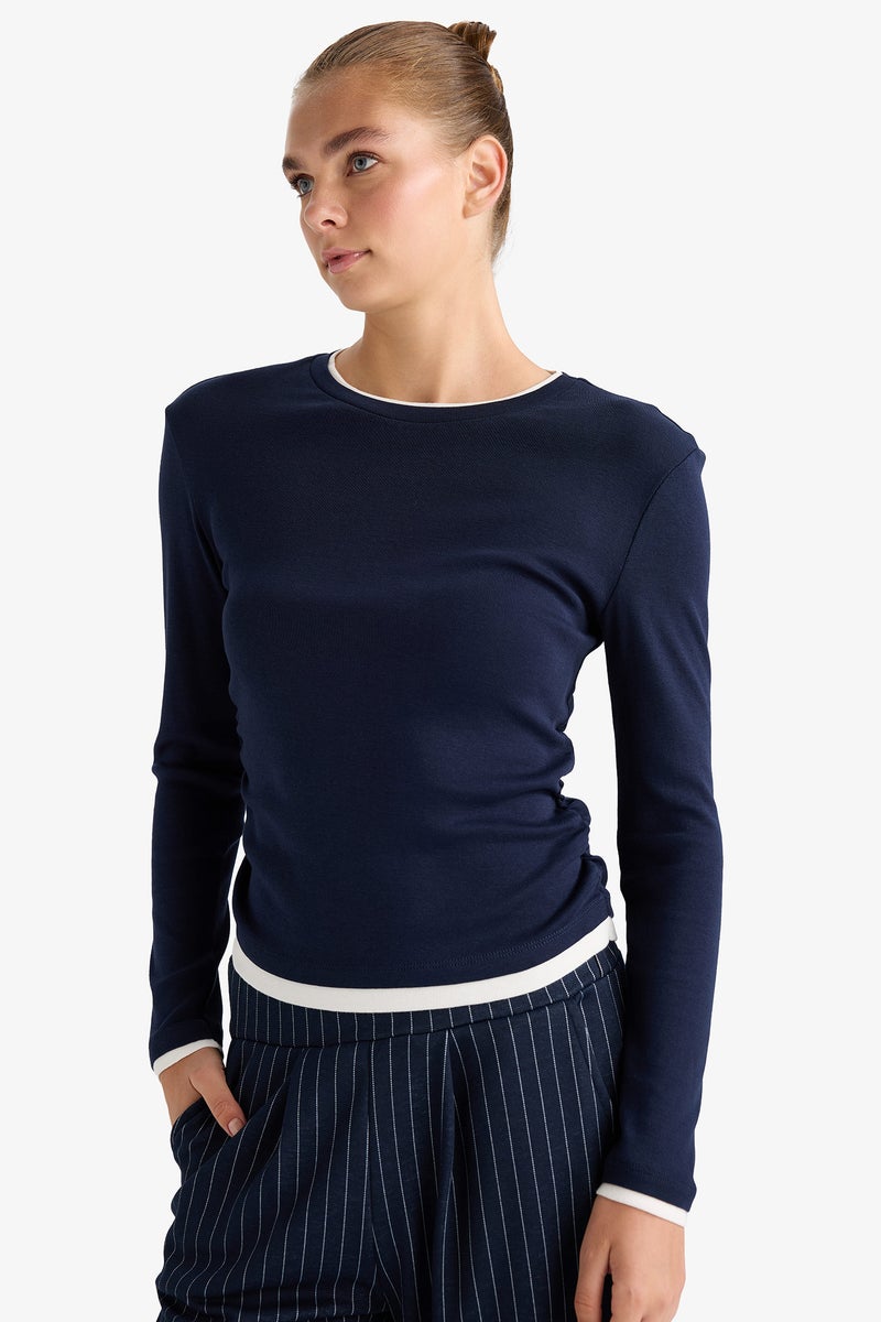 ديفاكتو تيشيرت كم طويل سليم فيت برقبة مستديرة - Image 4