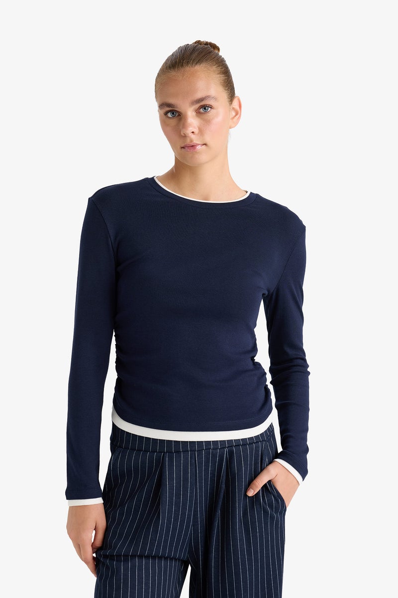 ديفاكتو تيشيرت كم طويل سليم فيت برقبة مستديرة - Image 5