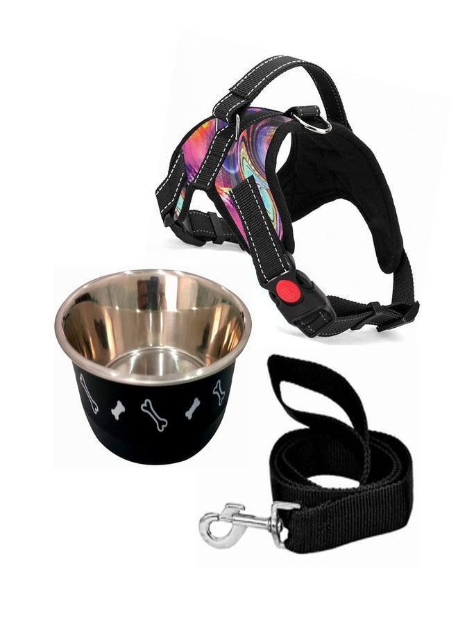 Berlin's PET ACCESSORIES Berlin's Butterfly Dog Harness and Lease with Free Plastic Bowl Comfort, Small Dog Harness Choke Free Adjustable Pet Vest No Pull Outdoor Sport Reflective Soft Padded (Multicolor, Small) - Image 1