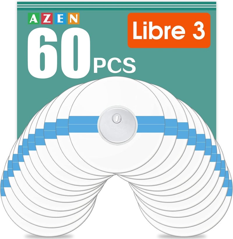 AZEN 60 Pack Freestyle Sensor Covers for Libre 3, Waterproof Adhesive Patches, Waterproof Adhesive Transparent Tape - Image 1