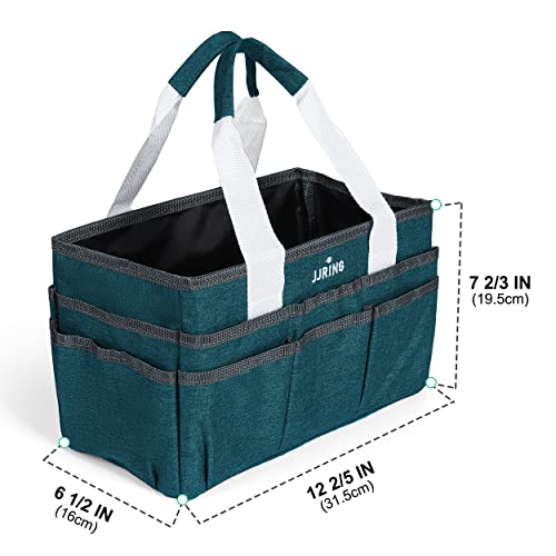 JJRING Craft Organizer Tote Bag for Art Storage, Caddy with Multiple Pockets, Bluish Green Sewing Bag for Scrapbooking, School, Medical, and Office Supplies - Image 2
