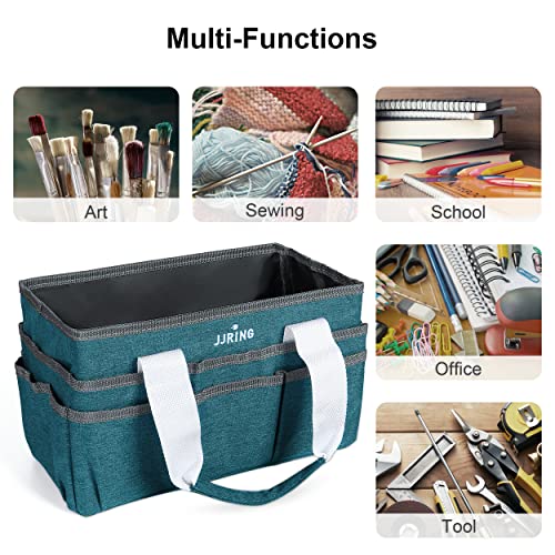 JJRING Craft Organizer Tote Bag for Art Storage, Caddy with Multiple Pockets, Bluish Green Sewing Bag for Scrapbooking, School, Medical, and Office Supplies - Image 5