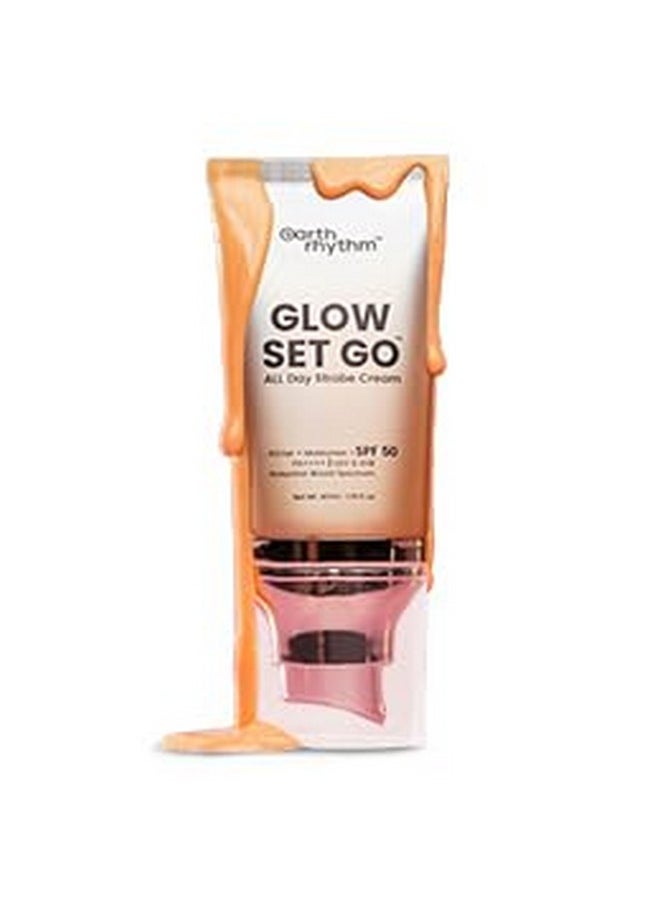 Earth Rhythm - Earth Rhythm Glow Set Go Multipurpose Strobe Cream Spf 50 PA++++ | Primer, Highlighter, Moisturizer | Cocoa Butter, Vitamin E - Golden Glow - 40ml - Image 1