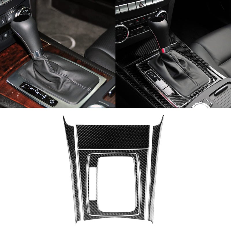 UOADA for MercedesBenz CClass W204 20072013 Real Soft Carbon Fiber Center Console Gear Shift Panel Surround Cover Trim Kit Car Interior Accessories