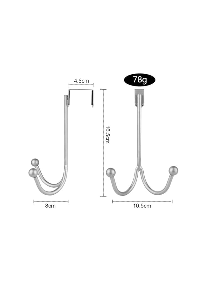 PROMASS promass Double Hanger Hooks, 2 Packs Metal Twin Hooks, Metal over the Door Hanger, Prevent Scratches Anti-Rust, 2 Hang Heads and Snug Fit Pads Heavy Duty Hook for Hanging Coats, Towels, Caps (Silver)  - Image 5