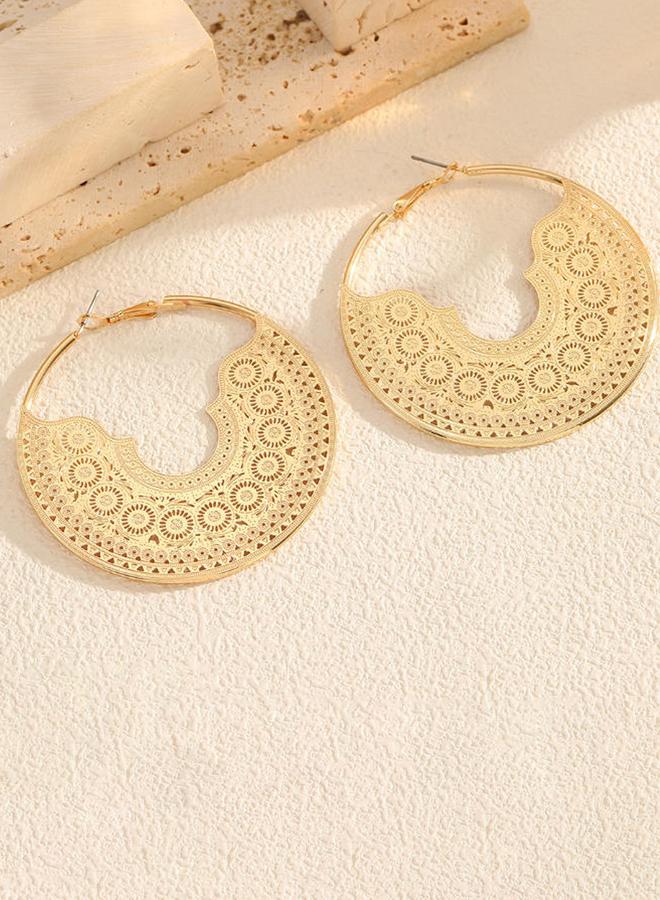 Take Two Hollow Filigree Hoop Earrings - Image 2