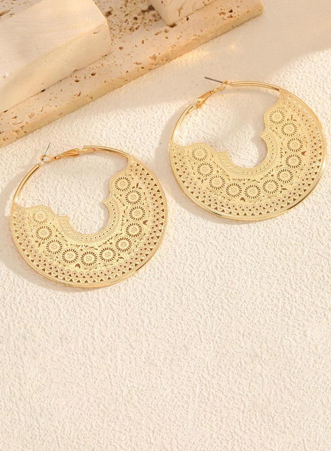 Take Two Hollow Filigree Hoop Earrings - Image 4