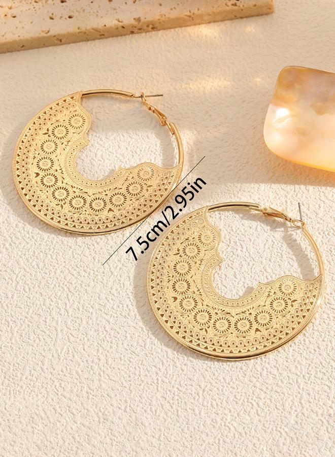 Take Two Hollow Filigree Hoop Earrings - Image 3