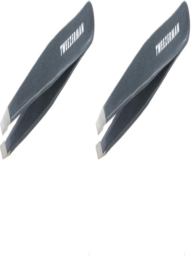 Tweezerman Stainless Steel Slant Tweezer - Eyebrow Tweezers for Women and Men (Blue Stone (Pack of 2 - Image 1