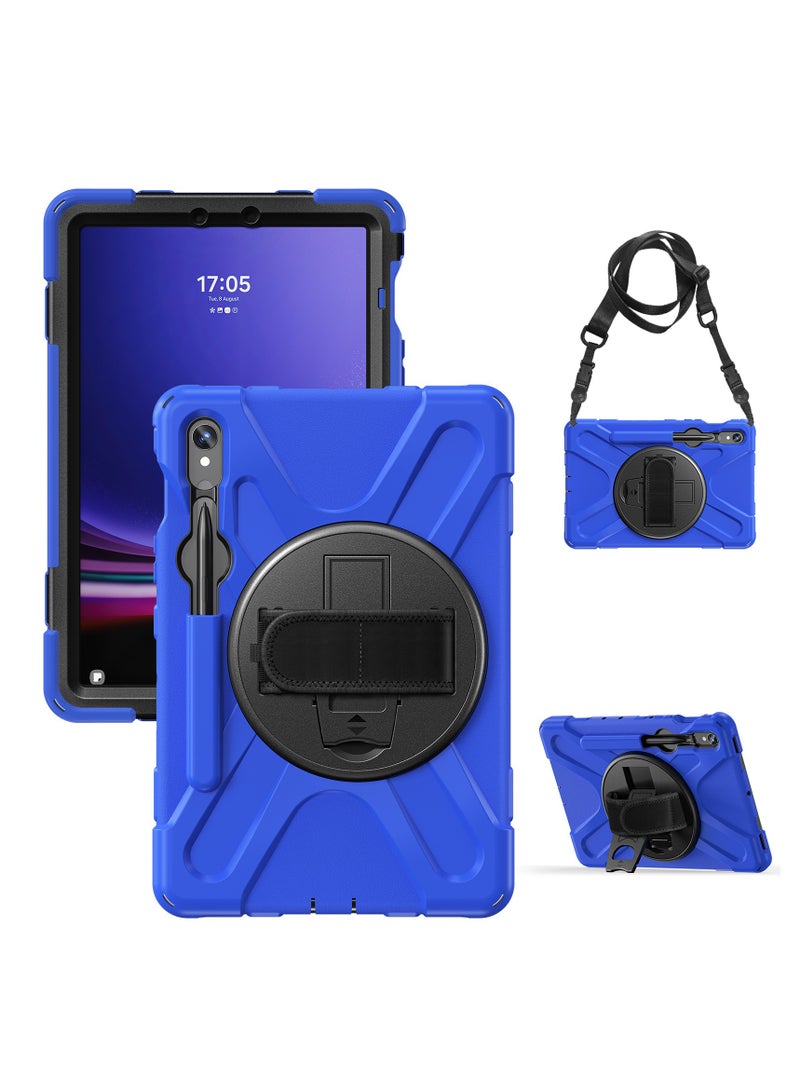 Compatible with Samsung Tab S10+/S9+/S9fe plus 12.4Inch with pen slot shockproof case with 360 degree rotatable stand hand strap