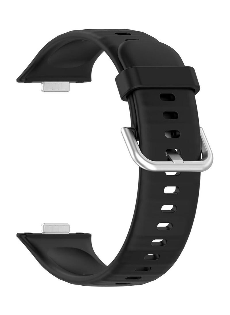 Generic Strap Compatible with Huawei Watch Fit 3 Strap for Women Men Adjustable Replacement Wristband Silicone Sport Watch Band for Huawei Watch Fit 3 (Black)  - Image 4