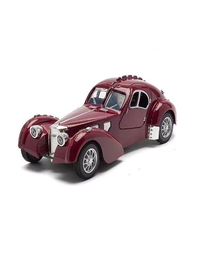 die cast 1:28 Scale Pullback Diecast Bugatti 1936 Metal Antique Classic Model Cars With Light & Sound - Collectible Toy Gifts (Marron Color)  - Image 1