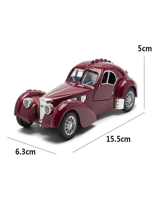 die cast 1:28 Scale Pullback Diecast Bugatti 1936 Metal Antique Classic Model Cars With Light & Sound - Collectible Toy Gifts (Marron Color)  - Image 3
