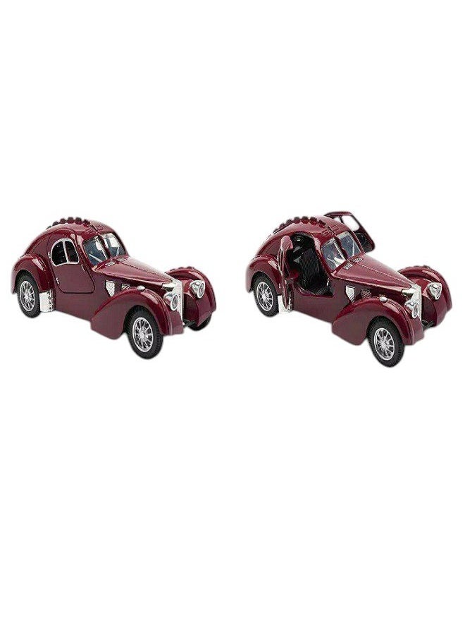 die cast 1:28 Scale Pullback Diecast Bugatti 1936 Metal Antique Classic Model Cars With Light & Sound - Collectible Toy Gifts (Marron Color)  - Image 4