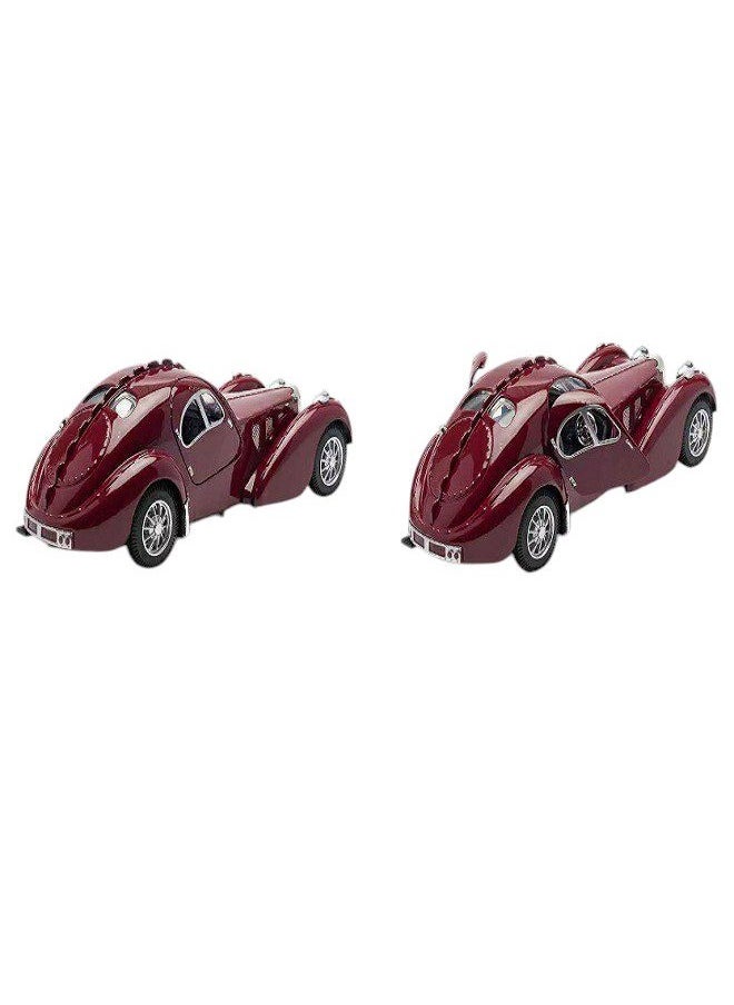 die cast 1:28 Scale Pullback Diecast Bugatti 1936 Metal Antique Classic Model Cars With Light & Sound - Collectible Toy Gifts (Marron Color)  - Image 5