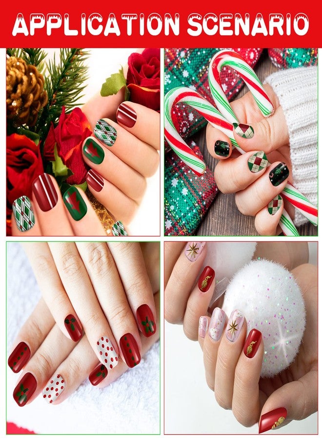Kacctyen 384Pcs 16Pack Christmas Press on Nails Short Christmas Short Glue On Nails Square Faux Christmas Nails Plastic Artificial Nail Full Cover with Santa Elk Snowflake Pattern for Women (Bright Pattern) - Image 5