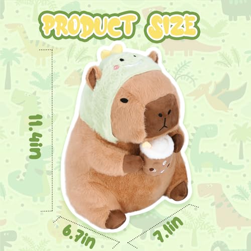 CHDBLOCK Dinosaur Capybara Plush Cute Capybara Plush Dinosaur Removable Capybara Stuffed Animal Capybara Plushie Toys Gifts for Kids 11 inch - Image 5