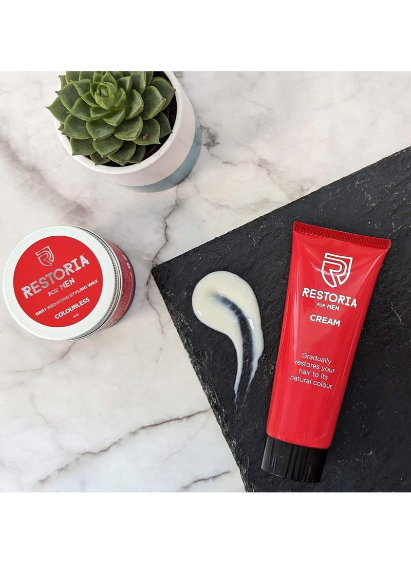 Restoria - Grey Reducing Cream for Men Hair Cream for Restoring Natural Hair Colour Gradually  Up to 100% Grey Coverage Vegan 100ml - Image 1