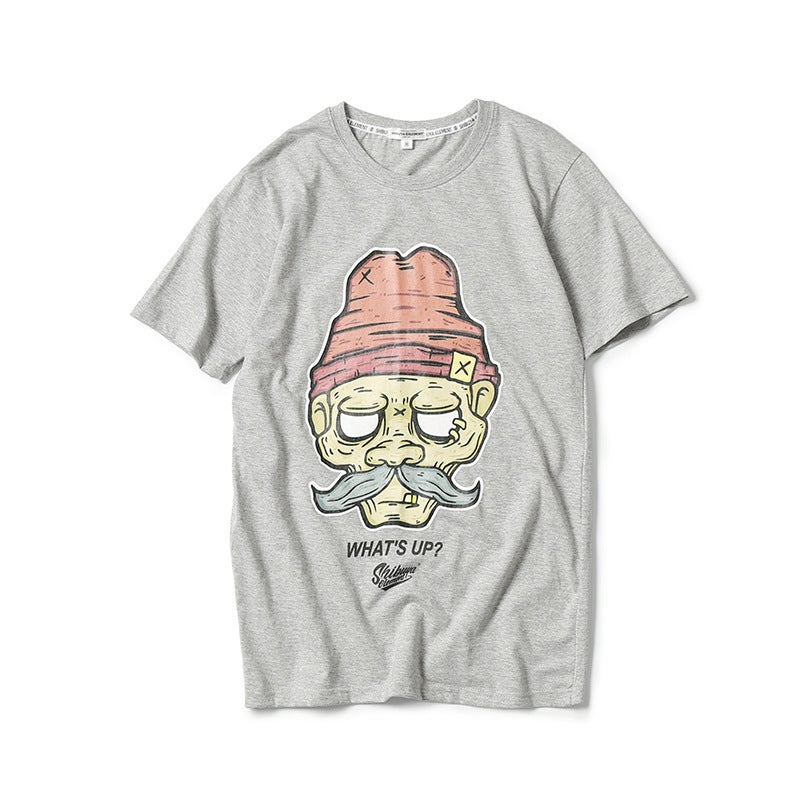 Pure Cotton Trendy Brand Decadent Old Man Printed T-Shirt For Men And Japanese Style Youth Round Neck Fun Casual Short Sleeve - Image 2