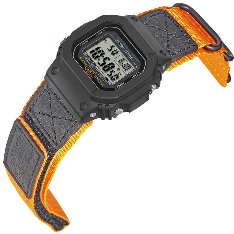 HEMSUT Quick Release 16mm Military Tactical Watch Band for Casio ShockResistant Nylon Leather Strap Compatible with GA100 DW5600 DW6900 GWM5610 GBD800 Series More - Image 2
